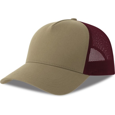 Atlantis Headwear Rapper Cotton-S 5 panelová Trucker COT33026033299-khaki/burgu Khaki/vínová