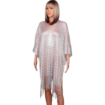 Мрежеста туника за плаж в сребристо