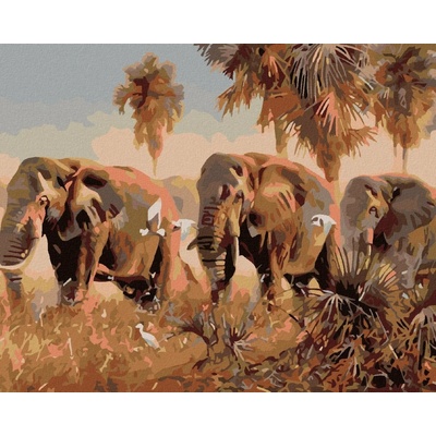 zuty Slony v savane 100 x 80 cm bez rámu a bez vypnutia plátna 8596530023104