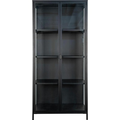 House Nordic Brisbane Skleněná vitrína vysoká 175 x 80 cm černý kov – Zboží Dáma