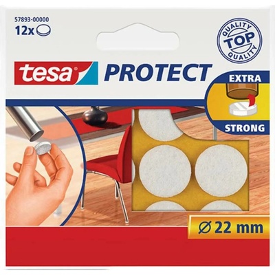 tesa® Protect Plstěné samolepicí podložky Barva: bílá, Rozměr: Ø 22 mm, Doplňující informace: kolečka