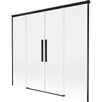 Mexen Rox разтегателен параван за вана с 2 крила 190 x 150 cm, прозрачен, черен (8C9-190-002-70-00)