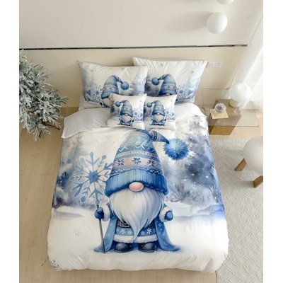 Textilomanie 3D flanelové obliečky z mikrovlákna BLUE GNOME biele 40x50 70x90 140x200 40x45