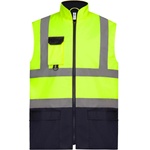Yoko HI-VIS HV005 / Мъжка светлоотразителна подплатена водоустойчива жилетка - HV жълто/тъмносиньо S (79V005zw701)