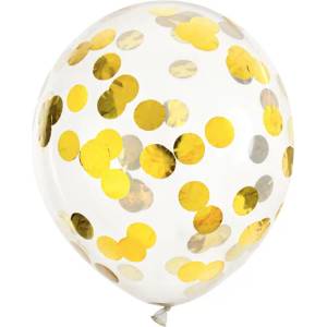 PartyDeco Балони с конфети - златни 6 бр