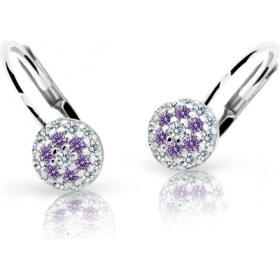 Danfil dětské náušnice C2150 z bílého zlata s kamínky Amethyst zapínání klapka