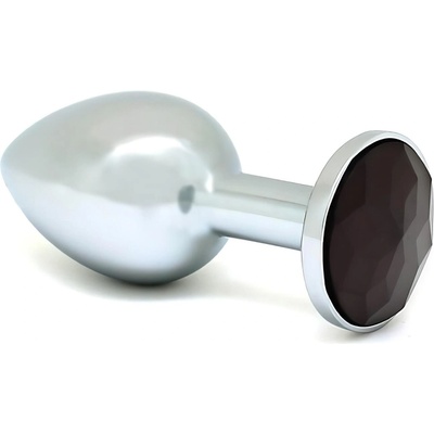 Rimba XS - метален анален плъг с черни камъни (сребърен)