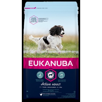 EUKANUBA Dog Medium - Премиум суха храна за израснали кучета от средни породи с пилешко и пуешко месо, 3 кг