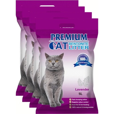 Premium Cat Bentonitové hrudkující stelivo Levandule 4 x 5 l