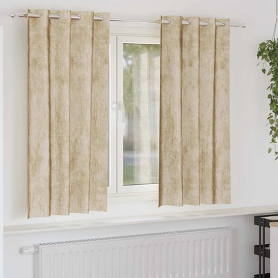 vidaXL Кадифени завеси С завеси 2 pcs Крем 175 x 140 см Кадифе (4107664)