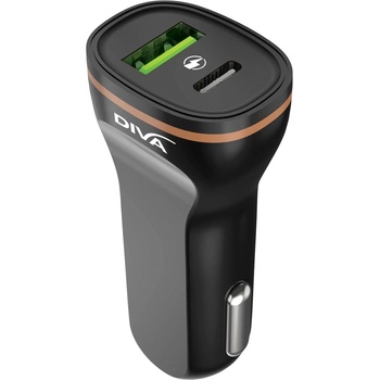 Diva Зарядно устройство за автомобил Diva - USB QC и Type-C PD, 20W (21255)