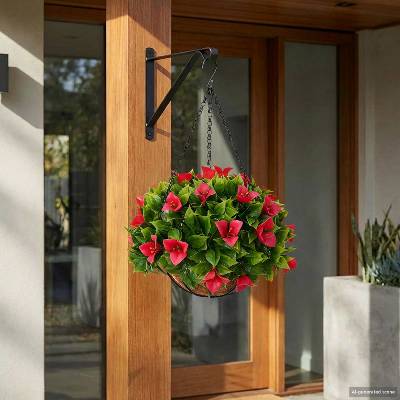 vidaXL Изкуствени цветя Розов 33 x 33 x 44 см Полиетилен и стомана (42042381)