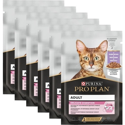 PRO PLAN PURINA PRO PLAN CAT DELICATE DIGESTION консерви за котки с пуйка в сос 6 x 85 г