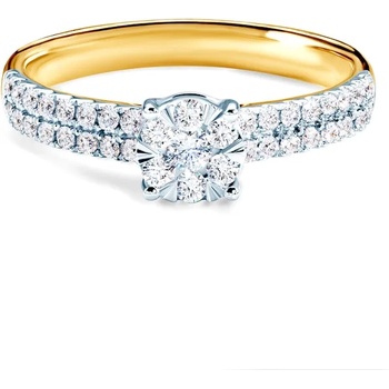 Image 1 of SAVICKI Годежен пръстен със страничен камък: два цвята злато. диаманти