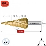 Karnasch Стъпално свредло Ø 4-20 mm (x 4 mm), HSS-XE TiN-Gold, 3x спирален канал, BESTSELLER (1423)