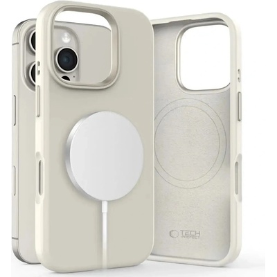 Tech-Protect силиконов PU MagSafe калъф за iPhone 16 Pro - бежов (5906302372584)