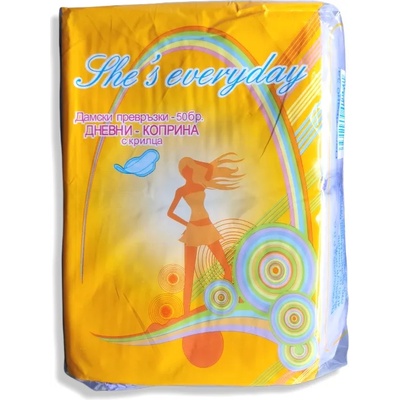 She's everyday дамски превръзки с крилца, Дневни, Коприна, 50 броя