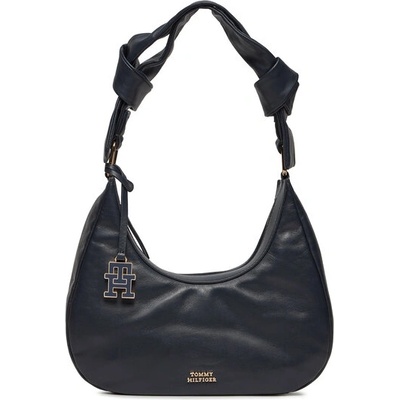 Tommy Hilfiger Дамска чанта Tommy Hilfiger Pushlock Leather Hobo AW0AW16073 Тъмносин (Pushlock Leather Hobo AW0AW16073)