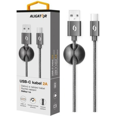 ALIGATOR dátový kábel PREMIUM 2A, USB-C, čierna