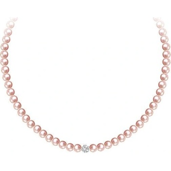 Preciosa Perlový náhrdelník Velvet Pearl s voskovými perlou 2218 69 ružový