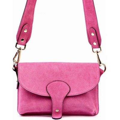 Malá pevná kožená semišová crossbody kabelka Luka no. 071 růžová