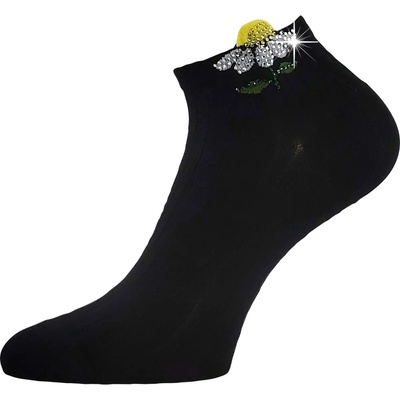 Lonka ponožky dámské elegantní FLITANA 02 s kamínky 3 páry ČERNÉ