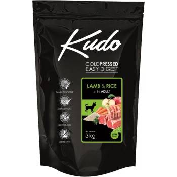 Kudo Low Grain Lamb - Rice Mini Adult - Суха храна за кучета с агнешко месо и ориз за мини породи над 1 година, 3 кг