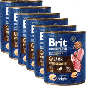 Brit Консерва Brit Premium by Nature Агне с елда 6 x 800 г