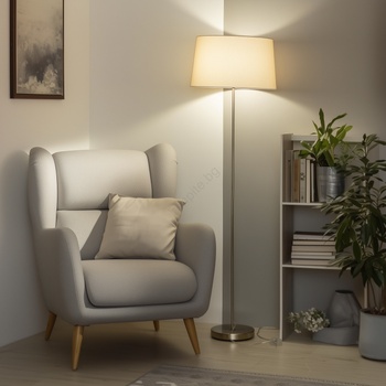 Brilagi - LED подова лампа CERIA 1xE27/40W/230V Ø 45 см бежова/матов хром (BG2932)