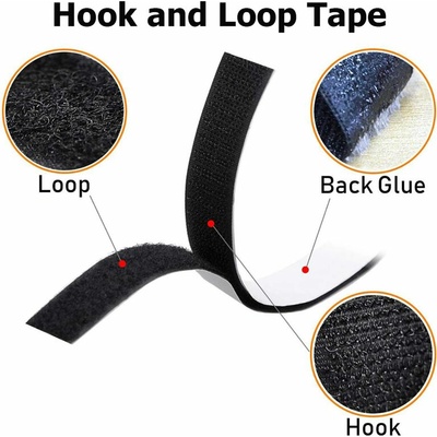 Pásek na suchý zip s lepidlem černý 25 mm