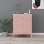 vidaXL Шкаф с чекмеджета, розов, 80х35х101, 5 см, стомана (336202)