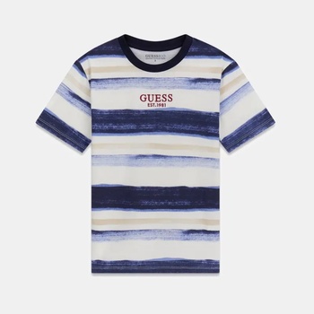 GUESS Oversize Тениска райета в сини нюанси за момче и надпис Guess
