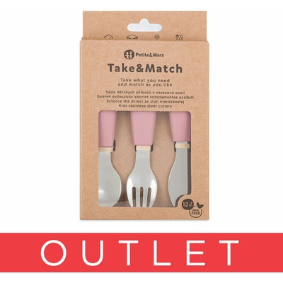 Petite&MARS Sada príborov s nerezovej ocele Take&Match Dusty Rose 12m+