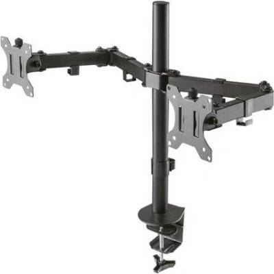 NewStar NEOMOUNTS BY FPMA-D550DBLACK Monitor Dual-DeskMount 10-32inch clamp/grommet Full motion Tilt Swivel Pivot black