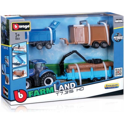 Bburago 10cm Farm tractor New Holland T7.315 s kultivátorem