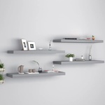 vidaXL Окачени стенни рафтове, 4 бр, сиви, 80x23, 5x3, 8 см, МДФ (323858)