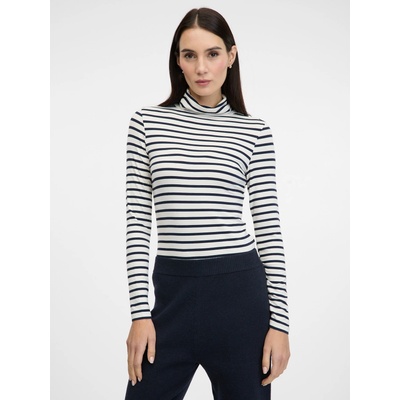 Navy Blue Women's Striped Long Sleeve T-Shirt ORSAY