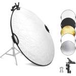 NEEWER 110cm light reflector with clamp and handles - 5 in 1 foldable multi disc photography reflector translucent/silver/gold/white/black with 3/8" thread for studio outdoor lighting - 90101292 (90101292)