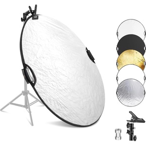 NEEWER 110cm light reflector with clamp and handles - 5 in 1 foldable multi disc photography reflector translucent/silver/gold/white/black with 3/8" thread for studio outdoor lighting - 90101292 (90101292)