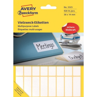 Avery Zweckform 38x14 mm, 928 etiket, bílé 3323
