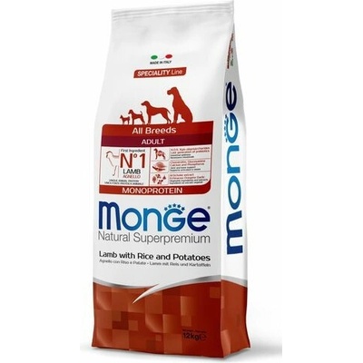Monge Natural Superpremium All Breeds Adult monoprotein jehně & rýže & brambory 12 kg