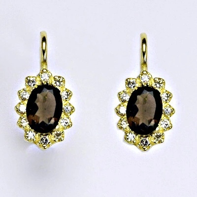 Čištín Zlaté náušnice Kate, přírodní záhněda, náušnie ze zlata, žluté i bílé zlato, VE 247