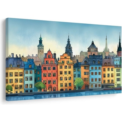 Obraz historické město u řeky - 120x80
