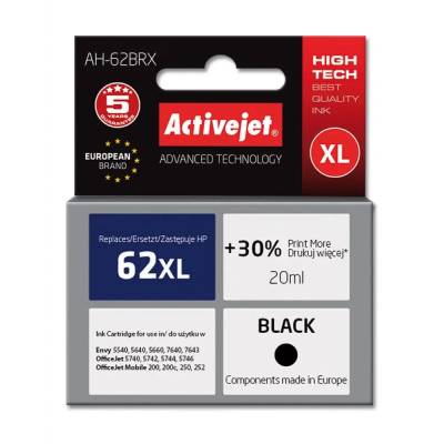 Activejet Мастило Activejet AH-62BRX (заместител за HP 62XL C2P05AE, Premium, 20 ml, черно) (AH-62BRX)
