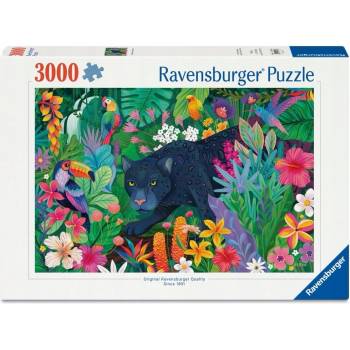 Ravensburger Пъзел Ravensburger от 3000 части - Пантера в цъфтящата джунгла (12001748)