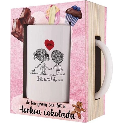 Bohemia Gifts Ještě že tě lásko mám keramický hrnek + horká čokoláda 27g dárková sada pro ženy 350 ml