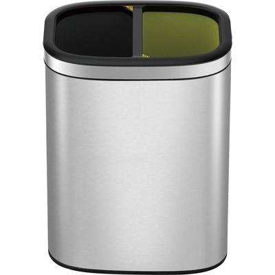 EKO-Europe Кош за разделно събиране на отпадъци EKO OLI-CUBE отворен (2 х 10 л) - хром мат (EKO 903621 - Matt s/s)