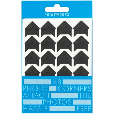 Printworks Rohy na fotografie, sada 48 ks, samolepiace, čierne, papier