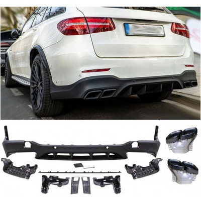 PROTEC Difuzor zadního nárazníku MERCEDES X253 GLC 06/2015-07/2019 KONCOVKY ČERNÉ