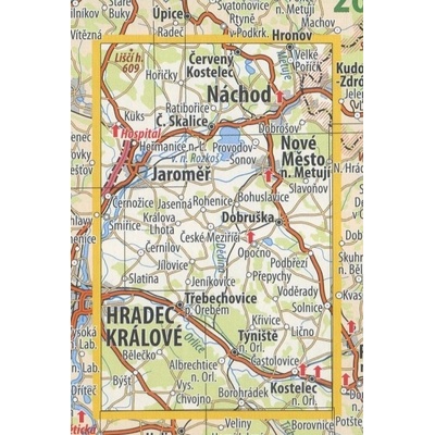 KČT 25 Podorlicko a okolí Babiččina údolí - nástěnná turistická mapa 60 x 90 cm Varianta: mapa v dřevěném rámu, Provedení: Ticiago černý